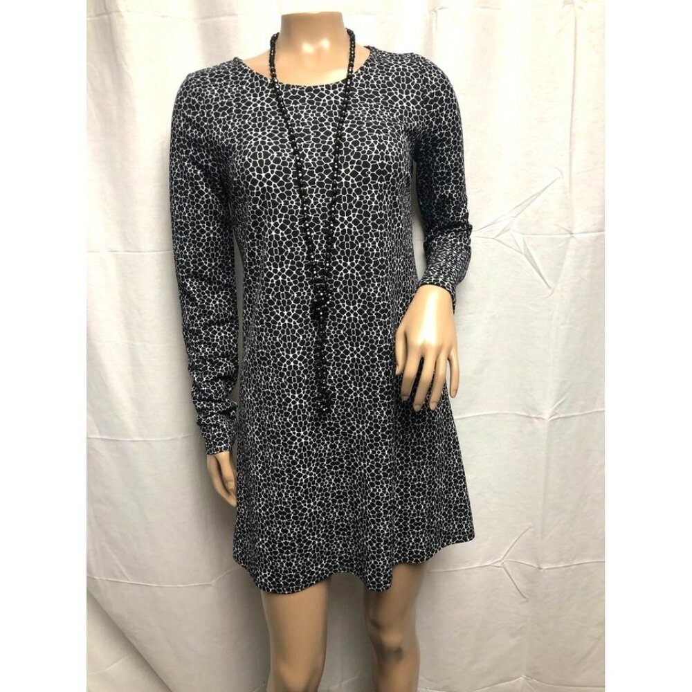 Xhilaration ShortDress Womens Size Small Black White Animal Print Long Sleeve
